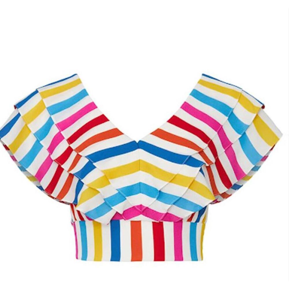 Color Me Courtney Holly Colorful Ruffle Crop Top Size 4